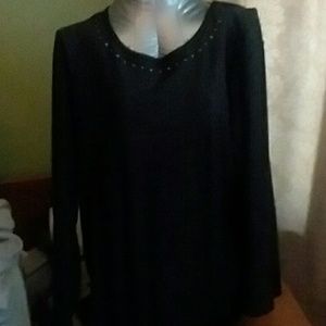 Gray embellished long sleeve t NWOT!